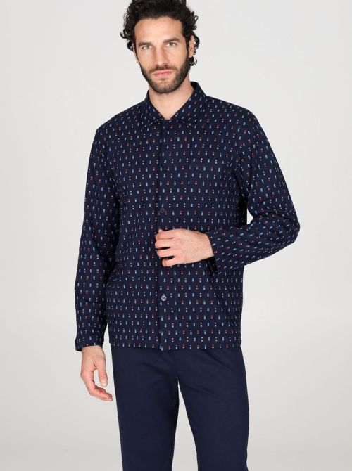 Albenga Pyjamas with jacket in warm cotton, tie style JULIPET