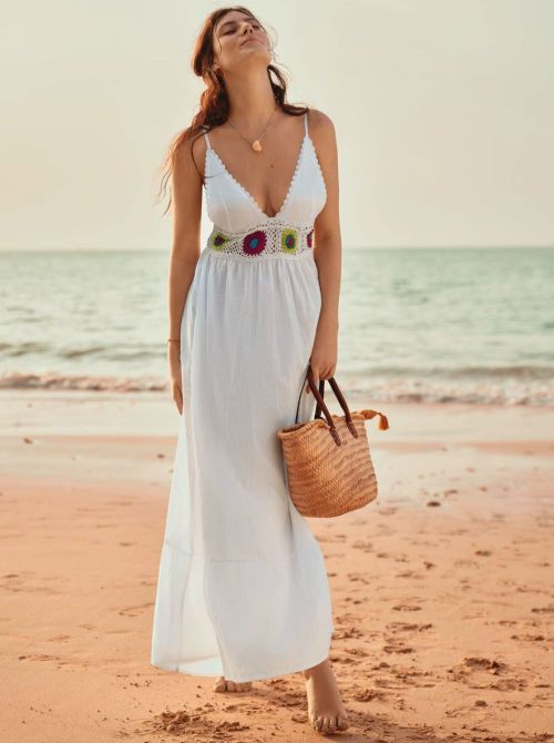 Crochet Dress, white ROSA FAIA BEACHWEAR
