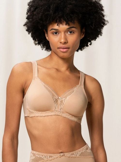 Modern Lace+Cotton N  non-wired bra, neutral beige TRIUMPH