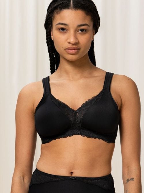 Modern Lace+Cotton N  non-wired bra, black