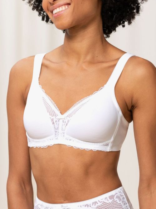 Modern Lace+Cotton N  non-wired bra, white
