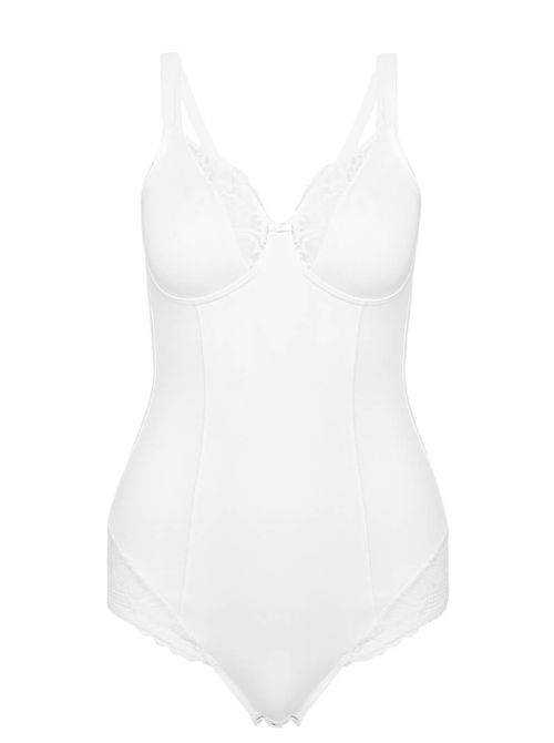 Modern Lace+Cotton BS wired free bodysuit, white