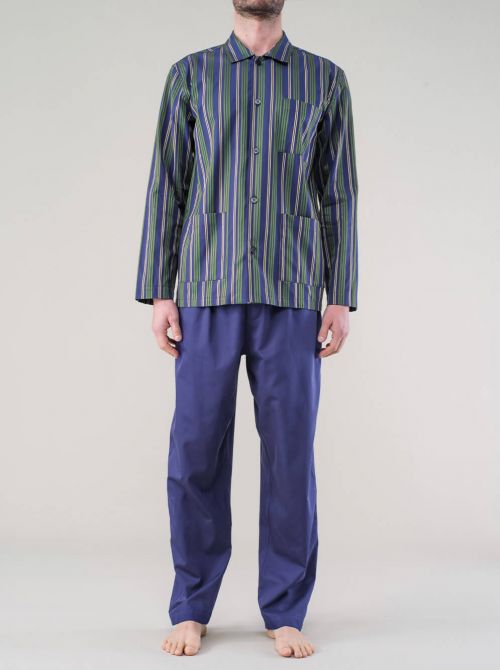 Pyjamas with jacket Cuneo, green and blue line JULIPET