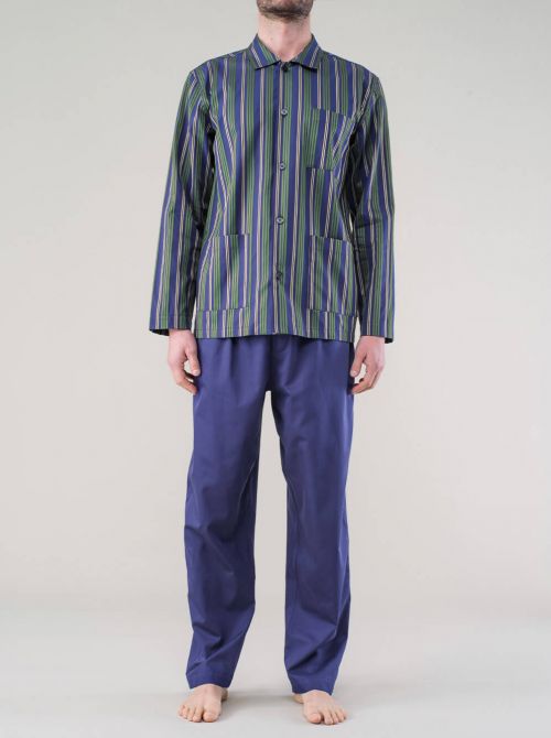 Pyjamas with jacket Cuneo, green and blue line