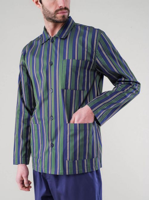 Pyjamas with jacket Cuneo, green and blue line