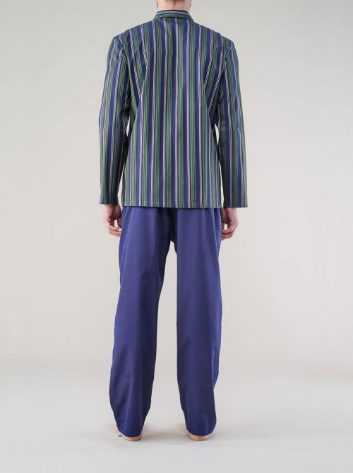 Pyjamas with jacket Cuneo, green and blue line