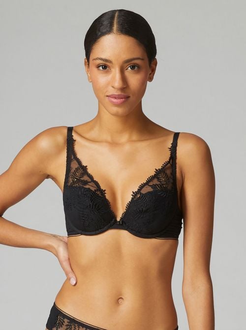 Bloom Preformed triangle push-up bra, black