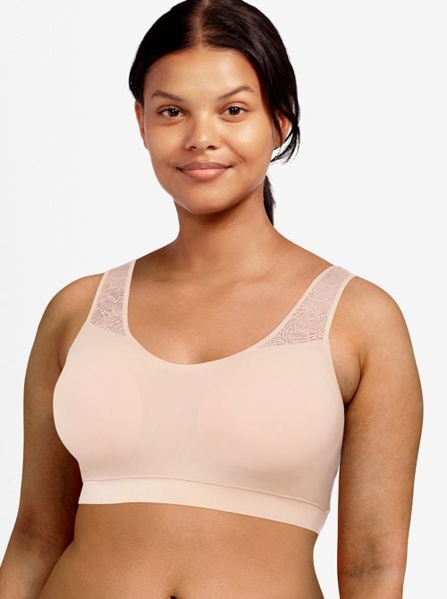 Softstrech lace padded bra, natural