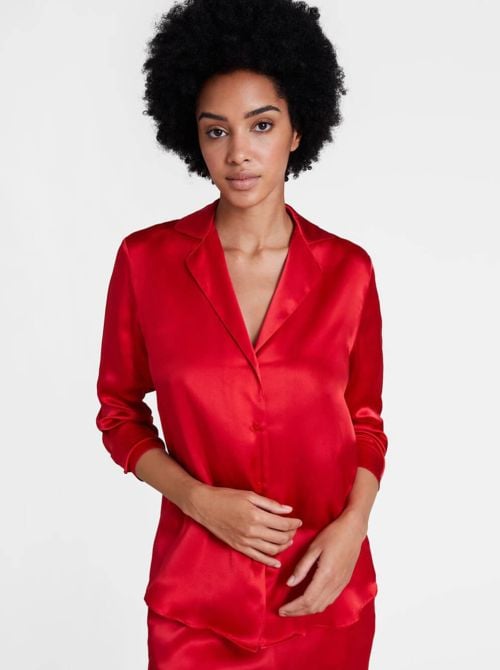 Toi mon Amour blusa in pura seta, rosso