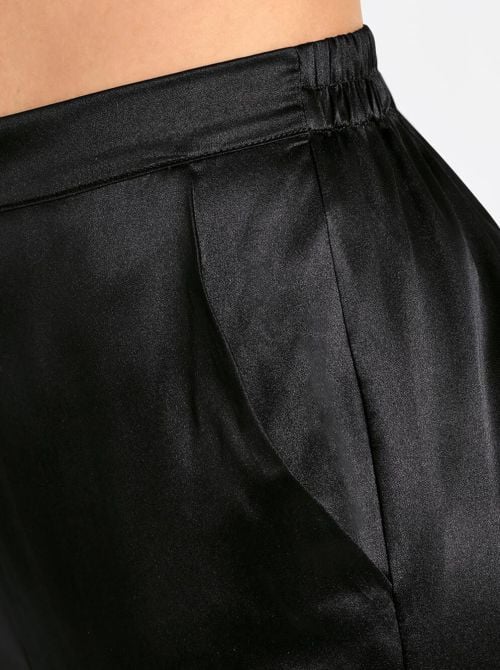 Toi mon Amour pantaloni in pura seta, nero