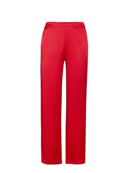 Toi mon Amour pantaloni in pura seta, rosso