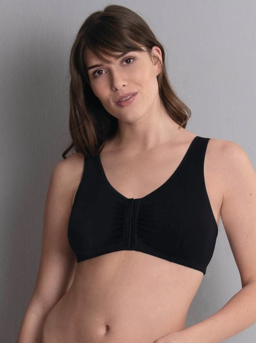 Hazel prosthetic bra with front closure, black