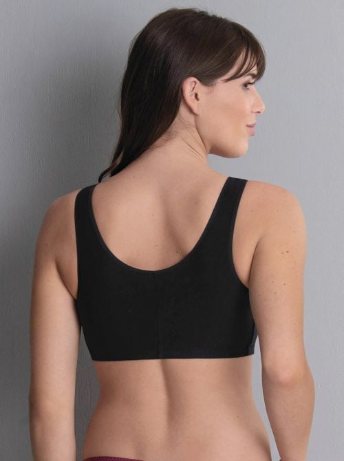 Hazel reggiseno in Cotone per protesi con chiusura anteriore, nero
