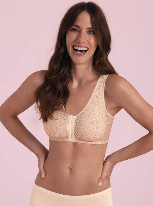 Hazel prosthetic bra with front closure, pink