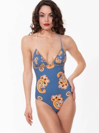 Milos costume intero triangolo, Blu arancio