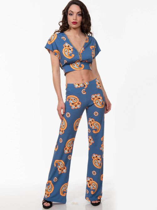 Milos pantalone lungo in lycra, Blu arancio