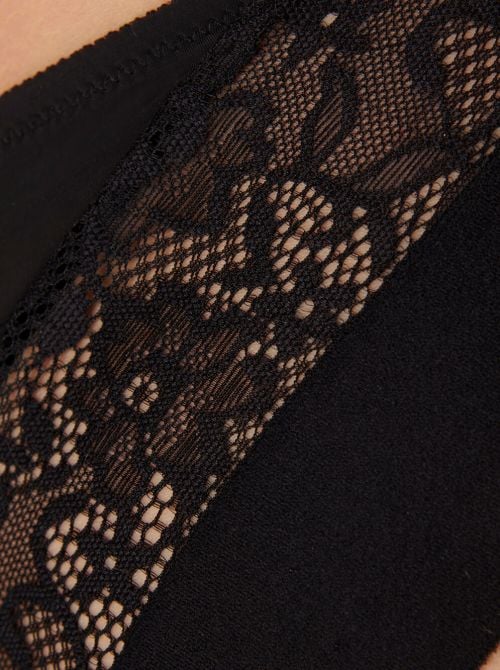 Vivid Spotlight Brazilian slip in pizzo, nero