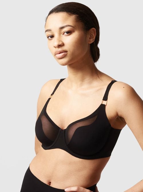 Pure Light Wired wrap-around bra, black