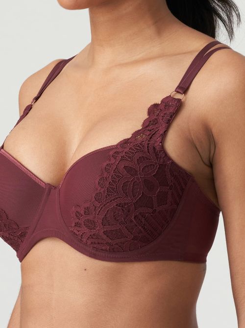 First Night padded balcony bra, merlot