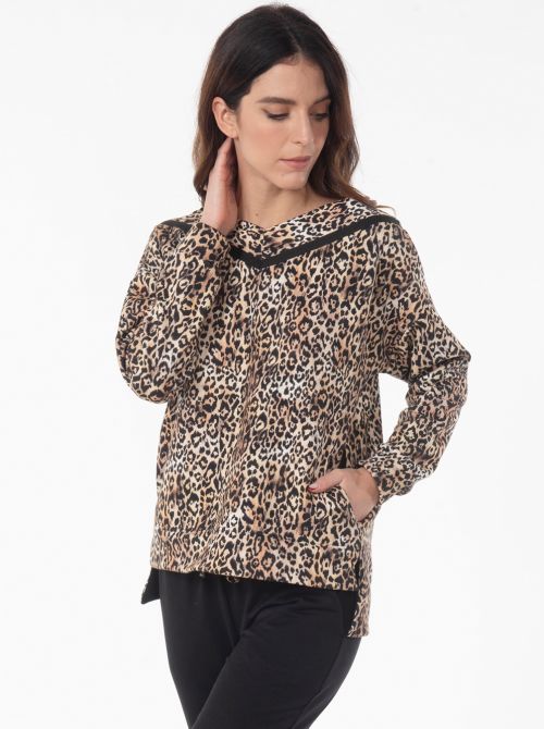 Tropical Tuta scollo a V, animalier Valery