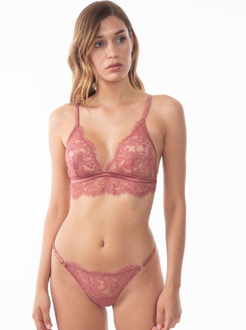 Tiny silk and lace thong, rose Valery Prestige