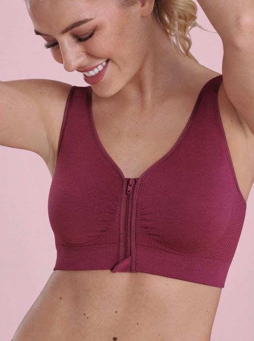 Lynn prosthetic bra with front closure, rose wine
