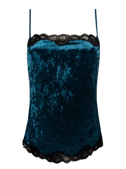 Antigel Velours en Fête top in velluto, bleu canard