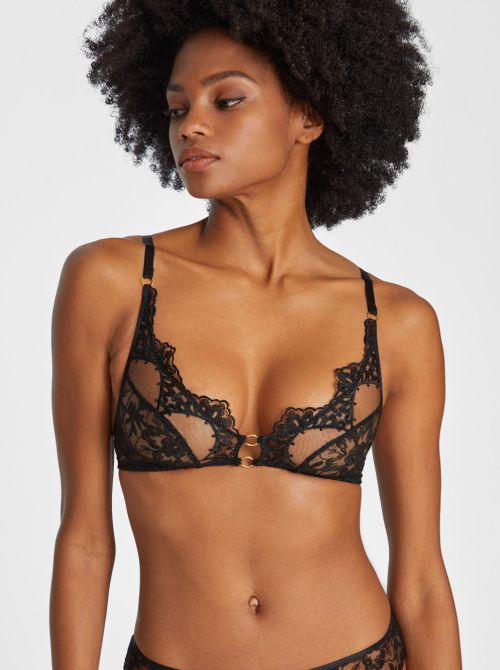 After midnight triangle wired free bra, black