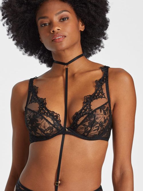 After midnight triangle wired bra, black