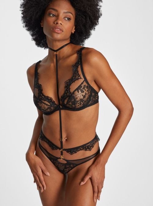 After midnight triangle wired bra, black