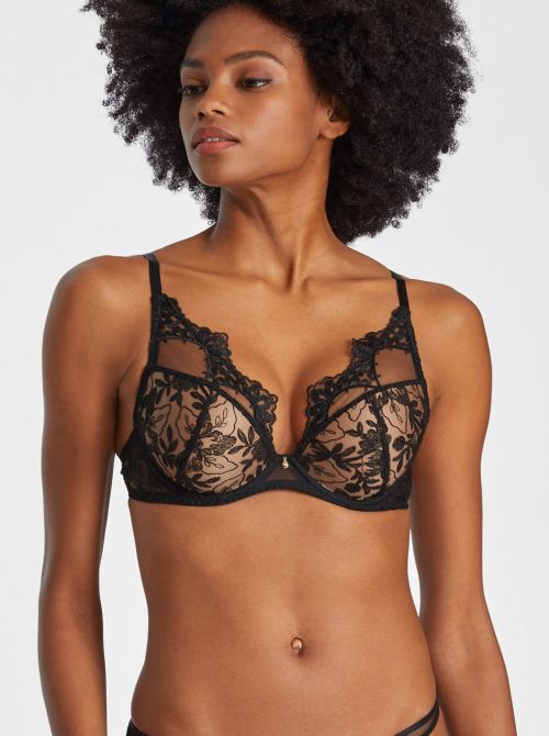 After midnight triangle wired bra, black