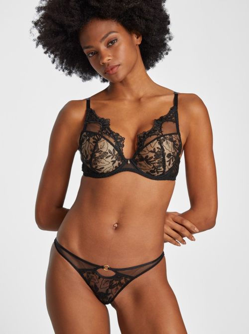 After midnight triangle wired bra, black