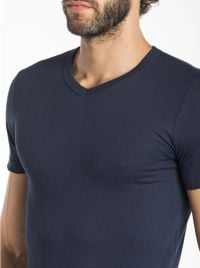 Iseppi Maglietta Uomo Scollo V Cotone Elasticizzato, blu
