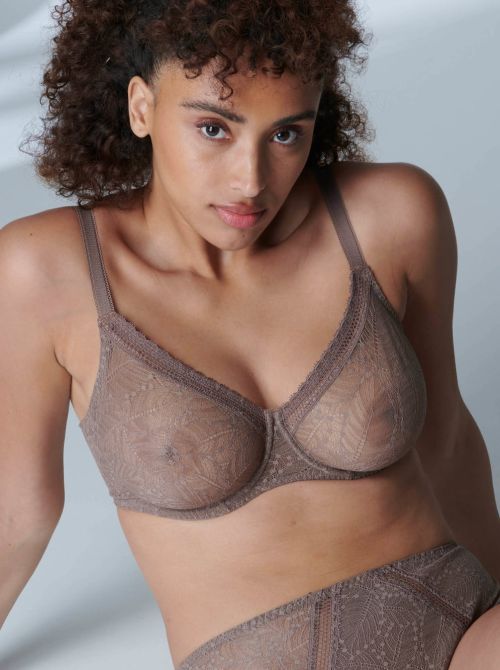 Comete Underwired bra with deep cups, marron glace