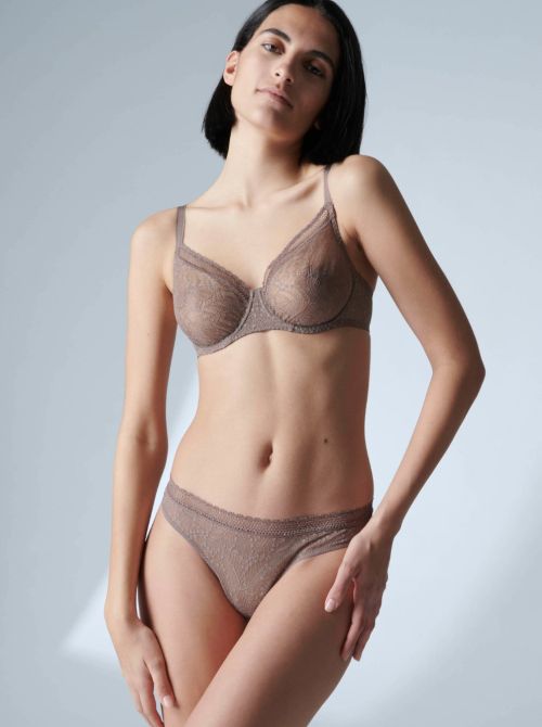 Comete Underwired bra with deep cups, marron glace