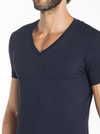 Inspired t-shirt V profonda Light Cotton, blu