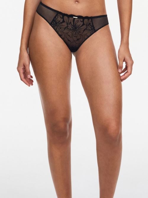 Fleurs  thong, black