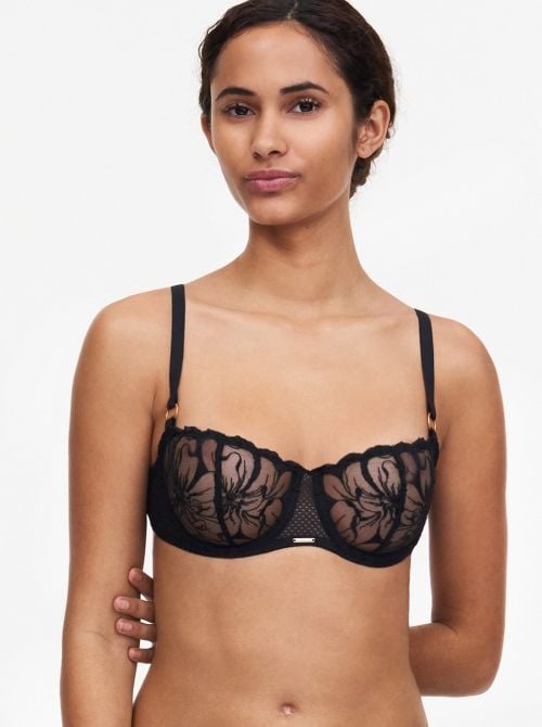 Fleurs  balcony bra, black