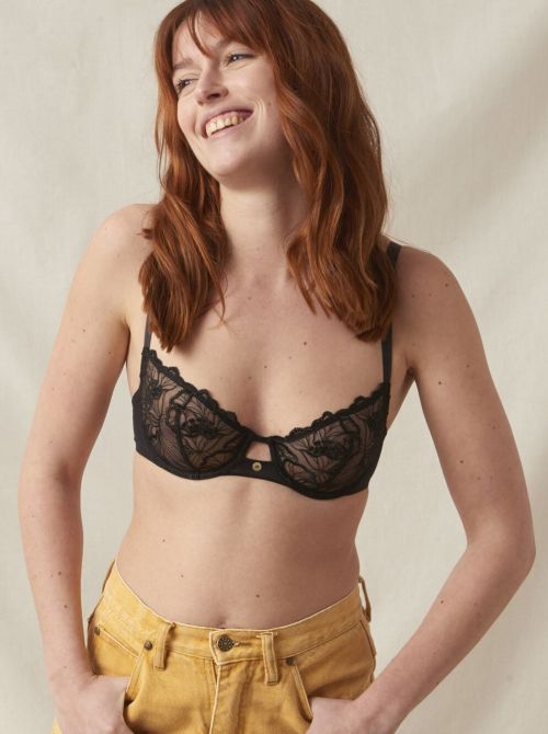 Flora balcony bra, black MAISONLEJABY