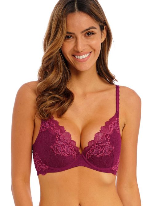 Lace Perfection Push up bra with underwire, red plum
