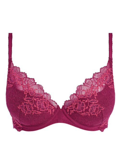 Lace Perfection Push up bra with underwire, red plum