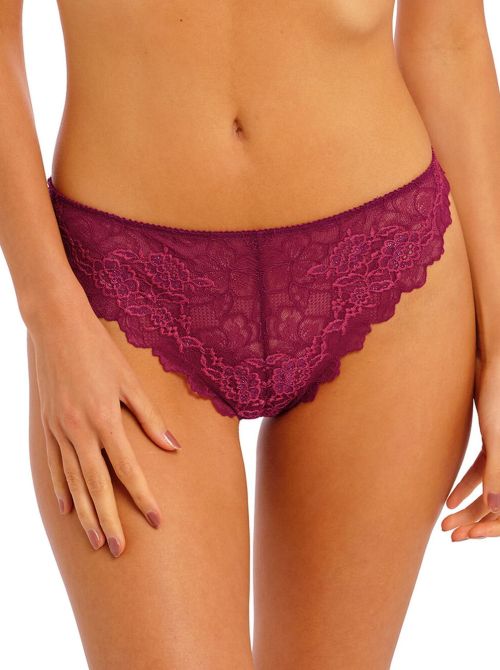 Lace Perfection thong, red plum WACOAL
