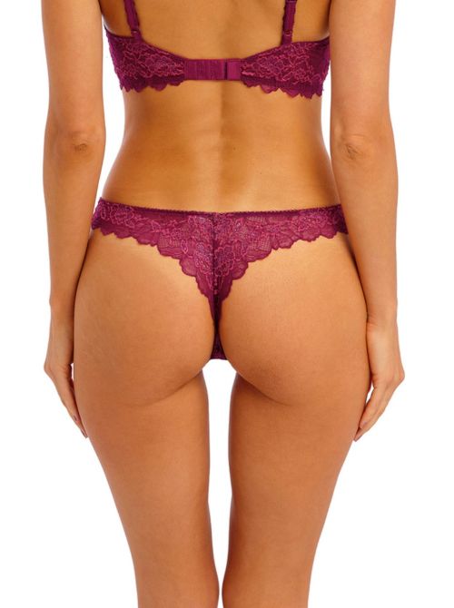Lace Perfection thong, red plum