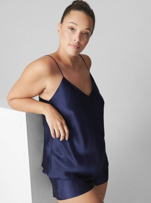 Dream top in seta, blu