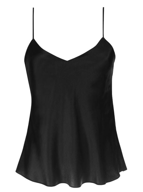 Dream top in seta, nero