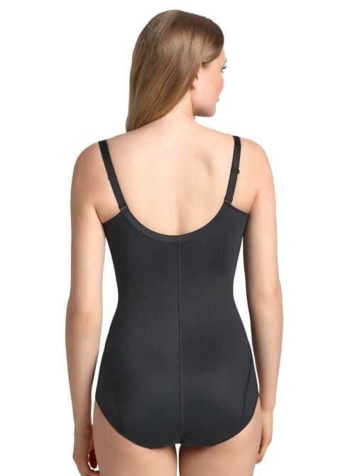 3555 Fiore Body modellatore con zip, nero