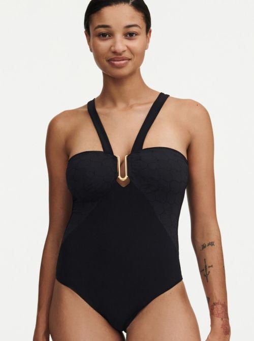 Glow one piece swimsuit, black