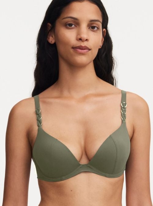 Emblem push up per bikini, verde khaki