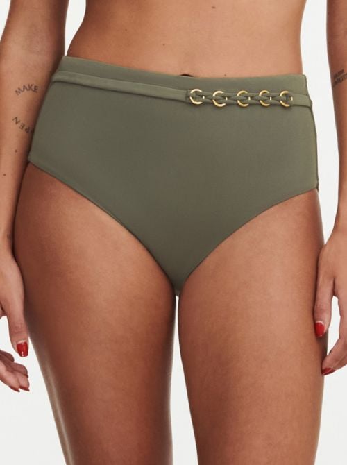 Emblem highwaisted bkini brief, khaki green