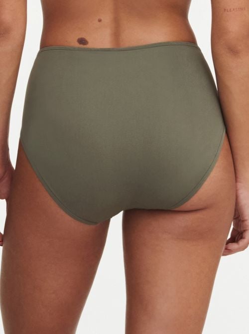 Emblem slip a vita alta per bikini, verde khaki